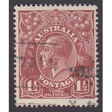 Australian    King George V   1½d Penny Half Pence Brown   Single Crown WMK Plate Variety 12L42..